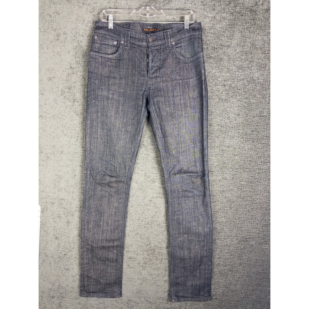 Nudie Jeans CO Jeans Mens 33X34 Dark Wash High Rise Denim Button Fly‎ Organic